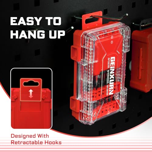 Geinxurn 65Pieces Impact Screwdriver Bits Set, Magnetic S2 Steel Phillips/Slotted/Square/Torx Insert Power Bits Tips, Impact Bit Holder with Red Storage Box Case - style: STKB065-RD