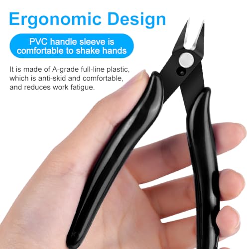 Ainiv Wire Cutters, 1PCS Spring-loaded Side Cutters Flush Cutters, Diagonal Cutters Precision Side Cutters, Diagonal Cutting Pliers in CRV Steel, Heavy Duty Cutting Pliers for Electrical, Homes - color: Black Wire Cutter-1pc, size: 1pc