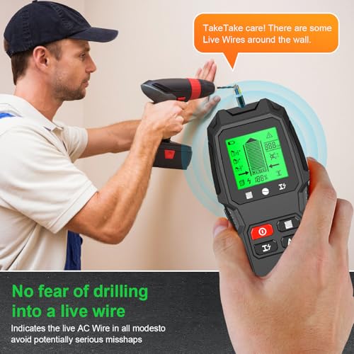 5-in-1 Stud Finder Wall Scanner with LCD Display | Electric Wire Finder, Wood and Metal Detector | High Accuracy Sensor for Cable, Stud Detection (Black)