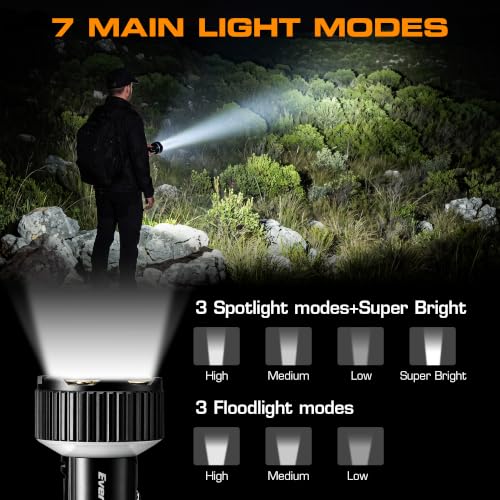 EverBrite 1700LM Rechargeable Flashlight with Spotlight, Floodlight & RGB