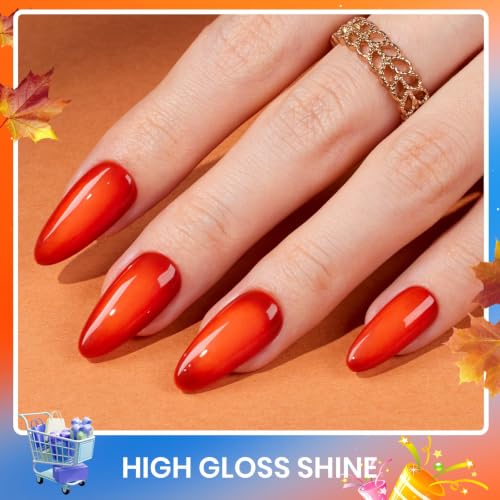Beetles Fall Gel Nail Polish Set - Burnt Orange Shimmer Gel Polish - color: A - Mixed Finishes | Autumn Leaves