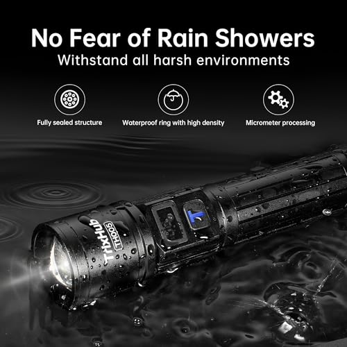 TrixHub Rechargeable Flashlight Super Bright Flashlight Lampara Recargable - color: Black, size: 1 Pack
