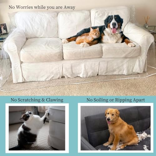 Evelots Clear Vinyl Couch Cover, Waterproof 3-Seat Sofa Protector - size: Sofa