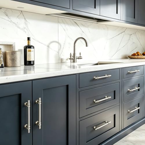 Rergy 10 Pack 5 Inch Hole Center Brushed Nickel Cabinet Pulls Kitchen Pulls - color: Brushed Nickel, size: 5-1/16in Hole Center(128mm)