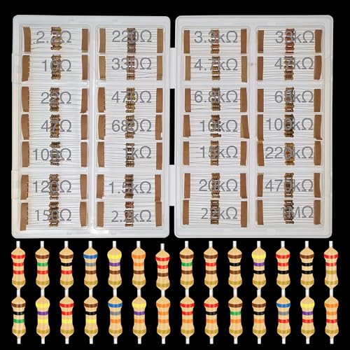 EEEEE 1/2w 28 Values 280pcs with 5% Carbon Resistor Assortment Kit and Electrical Industrial Assorted Set K Ohm Pack for Led Lights (2.2 Ohm - 1M Ohm)