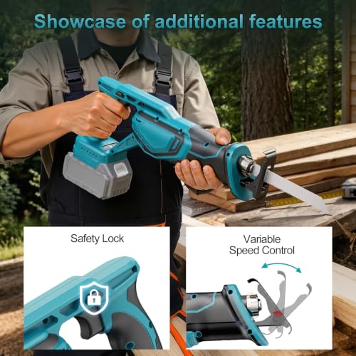 Cordless Reciprocating Saw Compatible with Makita 18V Battery (No Battery)
