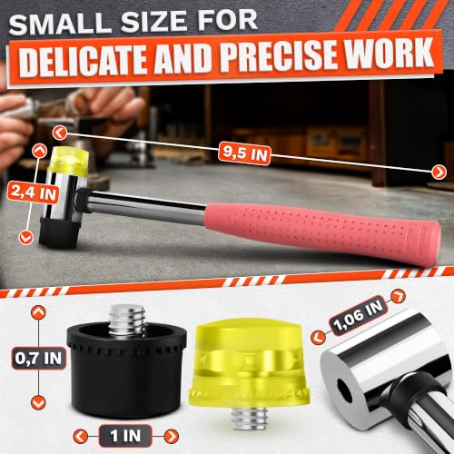Small Pink Rubber Mallet Hammer 1", 25mm, Double Faced Non Marring Head - color: Pink