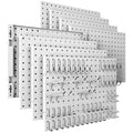 Spampur Peg Board, 8 Pack Metal Pegboard Panels with 50 Hooks - color: White, size: 16x12"- 8 Pcs
