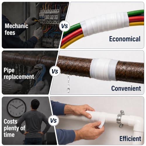 White Self Fusing Silicone Tape 2 Rolls Plumbers Tape 1 in x 10 Ft - color: White