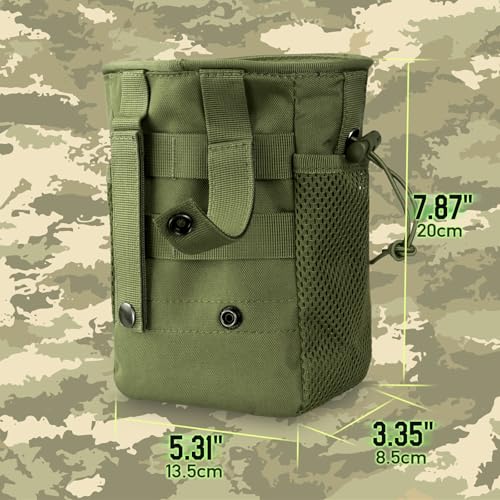 LIVANS Tactical Molle Dump Pouch, Magazine Drop Pouch Drastring Ammo Bag - color: Army Green - 2 Packs