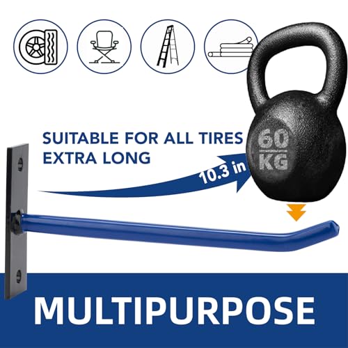 Sinoer 10 Inch Steel Wall Mount Tire Hooks,4 Pack Blue - color: 4 Pack – Blue