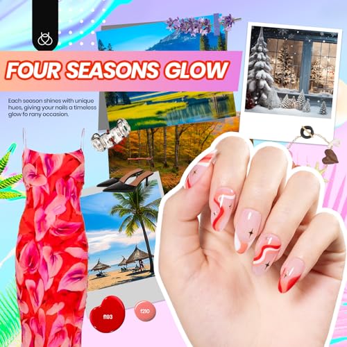 Beetles Gel Nail Polish Kit with U V Light - 32 Colors Gel Polish Kit 54Pcs - color: Four Seasons Glow - 32 Colors (54 Pcs)