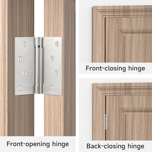 Self Closing Door Hinges, 4x4 Inch 304 Stainless Steel Spring Type, 2 Pack - style: S hole - Square