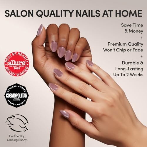Glamnetic Press On Nails - Short Oval, Velvet Fake Nails 30 Pc Full Kit - color: 2D - Fairy Dust