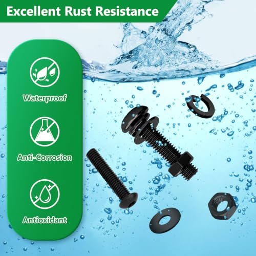 820Pcs Screw Assortment Kit, M2-M4 304 SS Black Hex Button Cap Bolts - size: M2 M3 M4 820pcs 2