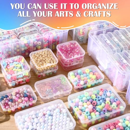 VTG Bead Organizer Box, 56 Pcs Small Plastic Containers with Lids and 3-Tier Stackable Storage Box, Clear Organizers for Jewelry Toys Craft Storage - style: 3 tier coffret