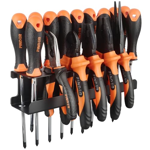 MUTUACTOR Screwdriver Organizer Rack Heavy Duty,Magnetic Mount Screwdriver Holder Plier Organizer,Magnetic Tool Holder Storage Holder for Various Screwdrivers Pliers Shears Tool Chest Cart Workbench - style: Black Screwdrivers Holder