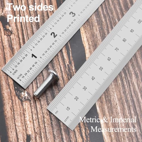 12 Inch Machinist Ruler, 4-Pack Stainless Steel Precision Scale Ruler with Inch/Metric Etched Markings, Dual Side Measuring Rule for Engineers, Drafting, Woodworking - style: 12 Inch