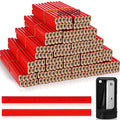 Honoson 200 Pcs Flat Construction Pencils with Printed Ruler Wood Graphite 2 Pcs Carpenter Pencil Sharpener for Woodworking Marking Tool(Red) - color: Red
