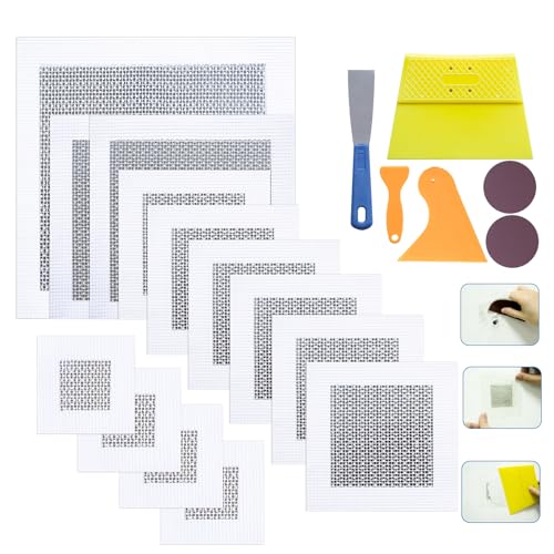 HOMMEE 19Pcs Drywall Patch Repair Kit, 4/6/8/10 inch Aluminum Plate Self-Adhesive Fiberglass Mend Wall Holes