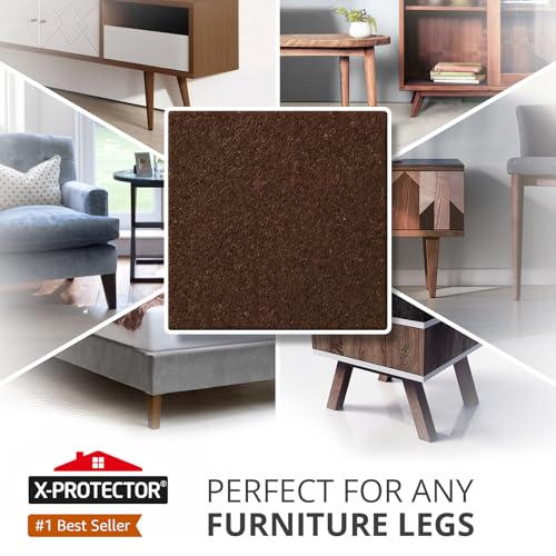 X-PROTECTOR Felt Furniture Pads - 12 PCS 3" - Felt Pads Floor Protectors - size: 3" 12 Brown, Square