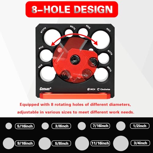 Adjustable Dowel Maker Jig Kit, Imperial 5/16 to 3/4 Inch Aluminum Alloy Dowel Rod Making Jig with 8 Holes, Drill Milling Auxiliary Tool for Making Round Wood Dowel Sticks