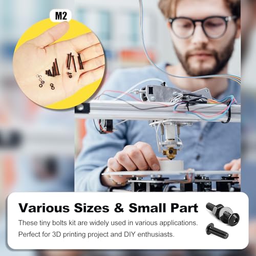 KADRICK 1000PCS M2 Screw Kit,Hex Socket Button Head Bolts 4mm-20mm - size: M2 1000Pcs 4-20mm