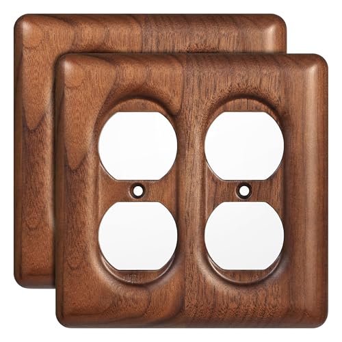 Decorative Outlet and Light Switch Covers Solid North American Walnut Plug Plate and Single Toggle Wall Plates for Rustic Contemporary Interiors (Pack of 2) - color: Walnut wood, size: Toggle/Duplex Combo (Pack of 2)