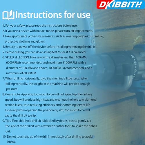 DKIBBITH 10 Pack Dry Diamond Drill Bits & Tile Drill Bit Set for Ceramic, Porcelain, Marble, Granite, Stone, Glass - Round Shank 3/16"(x2), 1/4"(x3), 5/16", 3/8", 1/2"+2 Pack Drill Bits 1/4" - size: 10 Pcs Diamond Drill Bit