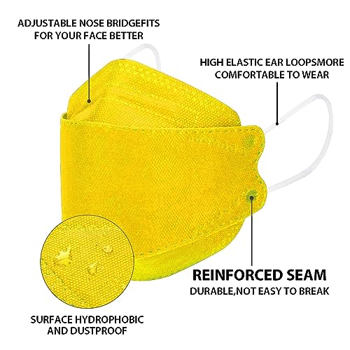 Borje KN95 Face Masks 50 Pack,Breathable Comfortable and Disposable KN95 Mask,Masks for Adults - color: Yellow=50pcs