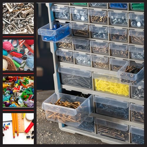 Stalwart 39-Drawer Plastic Small Parts Organizer, Black - style: 39 Drawers