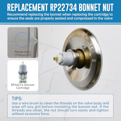 RP46074 Shower Cartridge, Compatible with Delta 13/14 Series Shower Faucet, Replacement Monitor MultiChoice Cartridge, Single Handle Universal Shower Cartridge Repair Assembly with RP22734 Bonnet Nut - style: RP46074+RP22734 Bonnet Nut