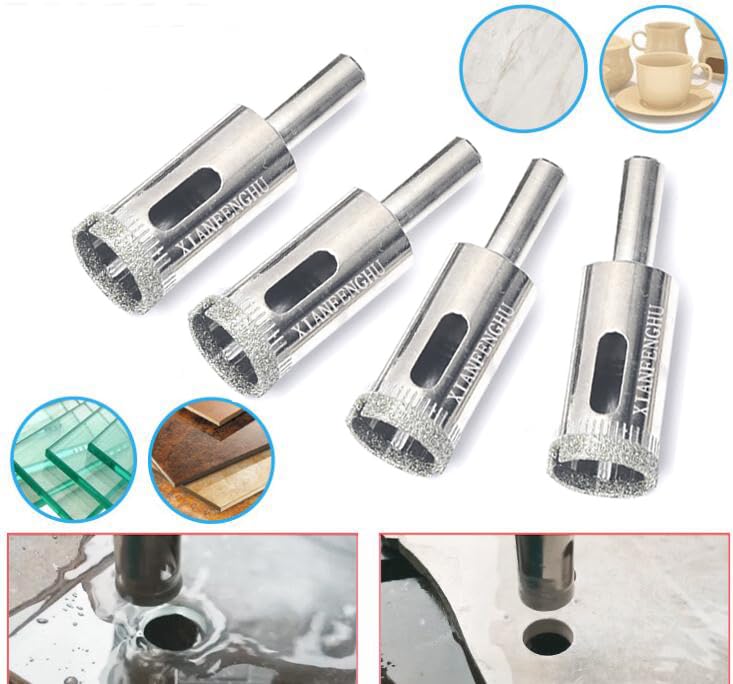 Diamond Drill Bits for Glass, 1/2" Diamond Hole Saw Kit for Stone, Ceramic Bottles, Pots, Marble, Tile Cutting 6 PCS - size: 1/2 in