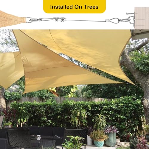 HYASIA Shade Sail Hardware Kit with Wire Ropes, 304 Stainless Steel Heavy-Duty Rustproof Turnbuckles, Hardware for Triangle Rectangle Square Sun Shade Sails, Ideal for Patios Gardens Lawns Outdoor