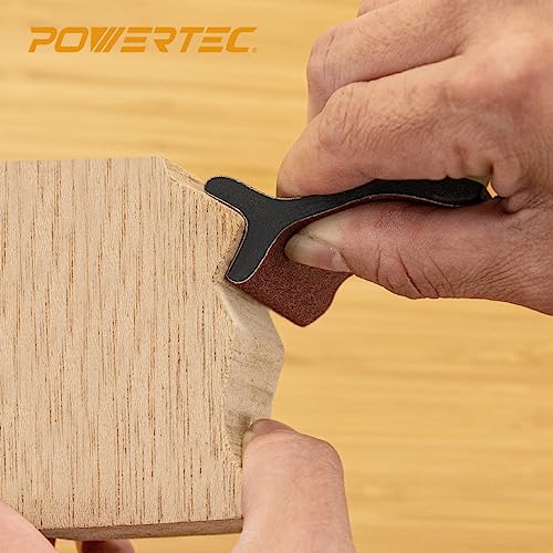 POWERTEC 21 Profile Sander, 10PCs Contour Sanding Grips with Woodworking Angle Sanding Pads for Convex, Concave & Detail Sanding, Sanding Tool for Wood Trim, Auto Body, Art, Crafts - 11PCs (71620)