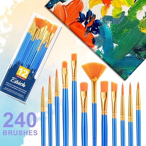 ESRICH Paint Brushes Set, 20Pack 240pcs Paint Brush for Acrylic Painting - size: 240p