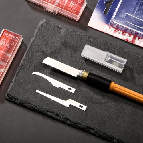 Honoson Mini Hobby Saw with 9 Razor Blades for Miniatures,Yellow,Style 1 - color: Yellow, style: Style 1