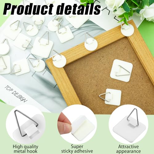 Wenqik 45 Pcs Adhesive Picture Hanger Hanging Hooks, Round, Square - style: Round, Square