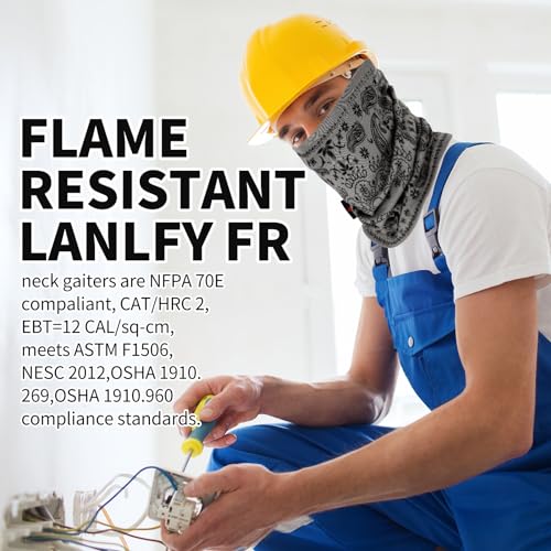 Flame Resistant Face Mask for Men FR Neck Gaiter Headwear Covering CAT HRC 2 ARC Flash Protector Welding Accessories - color: Skull 1pc & Black 1pc