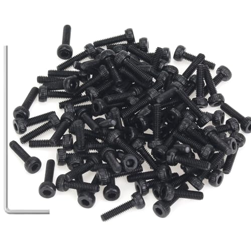 105 Pieces M2 x 8mm Socket Head Cap Screws, Thread Pitch 0.4mm, Sutemribor M2 Black Screws, 12.9 Grade Alloy Steel, Black Oxide Finish, Fully Threaded - size: M2 x 8mm, style: Socket Head