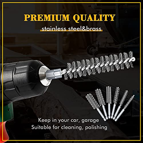 24 Pieces Bore Brush for Drill Wire Bore Brush Set Wire Cleaning Set Stainless Steel Cleaning for Power Drill Impact Driver (Stainless Steel,Brass) - style: Stainless Steel, Brass