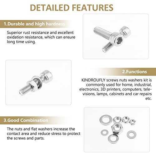 814 Pieces Socket Head Cap Screws Nuts Washers Kit, Kindroufly M3 M4 M5 M6 Screw Assortment Kit, Metric Screw Set, Bolts and Nuts, Machine Screws, 304 Stainless Steel, Fully Machine Thread - size: M3/M4/M5/M6, style: Socket Head