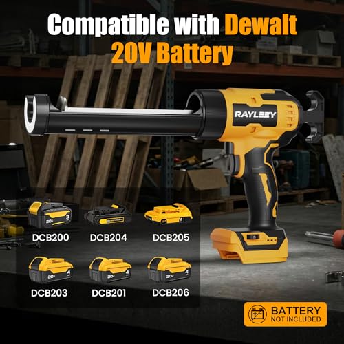 Electric Caulking Gun Compatible with Dewalt 20V Battery (without battery), Battery Powered Caulk Gun with 9pcs Caulk Remover Tool, 6 Adjustable Speeds, Dripless Silicone Gun for Filling, Sealing - color: For Dewalt 20v Battery