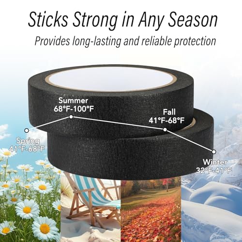 2 Pack Black Painters Tape - Black Masking Tape 1 Inch Wide - Multi-Surface, Smart Adhesion, Indoor & Outdoor - Paint Tape for DIY, Labeling, Art, Car, General Purpose - 180FT Total - color: Black