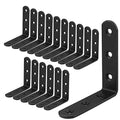 16 PCS Black L Brackets for Wood, 4" x 4" Corner Bracket Heavy Duty L Corner Brace Metal Right Angle Brackets for Shelves, Furniture, Bedframe, Cabinet, Drawer, Chair, Thickness 3MM