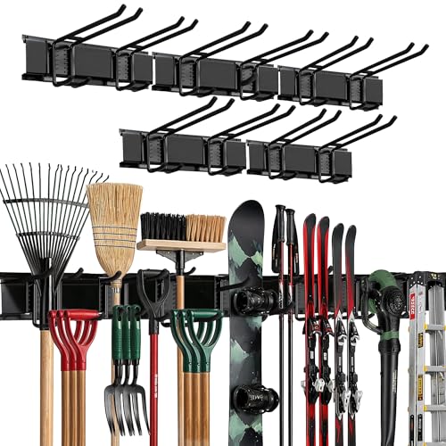 TIDYME Garage Wall Organizer, Shovel Holder Wall Mount, 80" Double Hooks - size: 80" (0 Shelves)