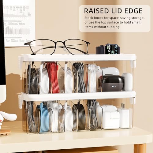 Desktop Charger Cord Storage Organizer Box Cable Organizer Box With Lid