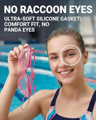 Aegend Swim Goggles, Swimming Goggles No Leaking Full Protect Adult Youth - color: Transparent Rose Red