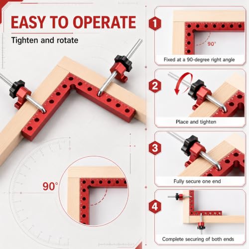 Corner Clamps for Woodworking, 4 Pack 90 Degree Clamp, Right Angle Clamp, 5.5" x 5.5" Aluminum Alloy Clamping Positioning Squares with Case for Picture Frames, Boxes, Cabinets, Drawers