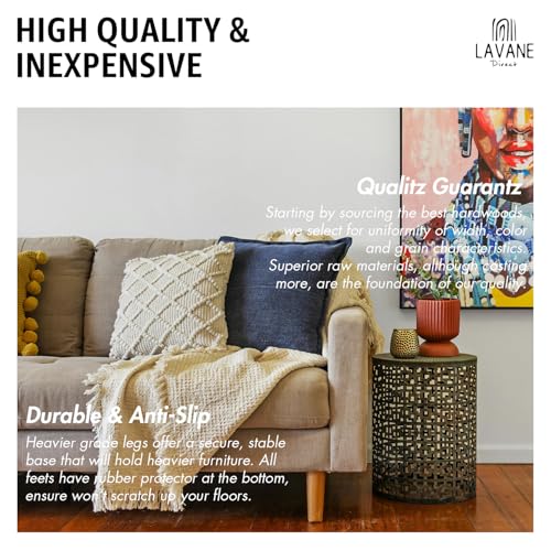 La Vane 6 inch Ash Wood Tapered Furniture Legs 4-Pack with 5/16" Thread | Walnut Ash Wood with Straight Grain, 400lb Load Capacity, Hardware inclu., Mid-Century Modern, Upgrade for Sofa Cabinet - color: Tapered-walnut, size: 6"